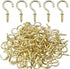 Aylifu 100 Pieces Ceiling Screw Hooks, 3/4 Inch Cup Hooks for Hanging Plants, Gold Screw-in Hooks