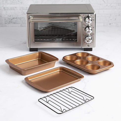 Ecolution Non-Stick Toaster Oven Bakeware Set, 4-Piece Carbon Steel, Easy to Clean