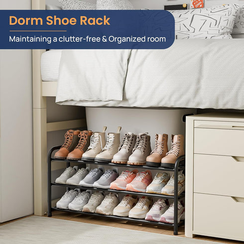3 Closet, Closet, ENJOYBASICS Expandable Shoe Rack, Tier Adjustable Shoe Organizer Shelf for Black Metal Free Standing