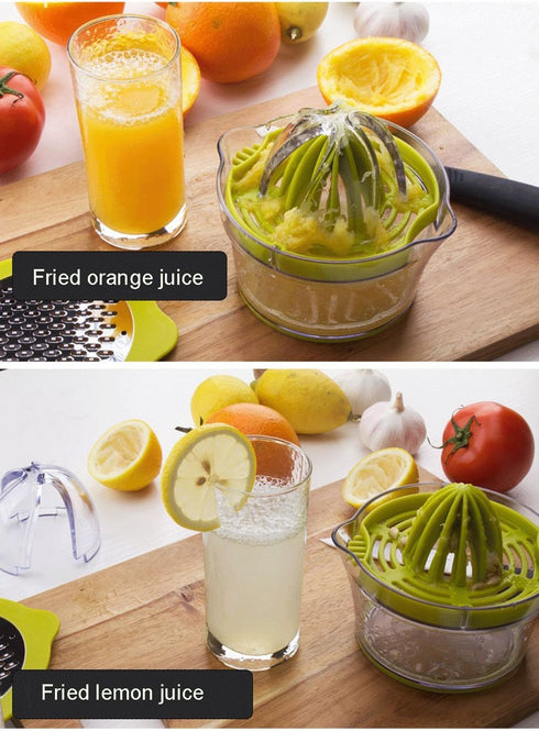 Manual Citrus Lemon Orange Juicer, 12OZ Hand Squeezer with Built-in Measuring Cup and Grater, Green