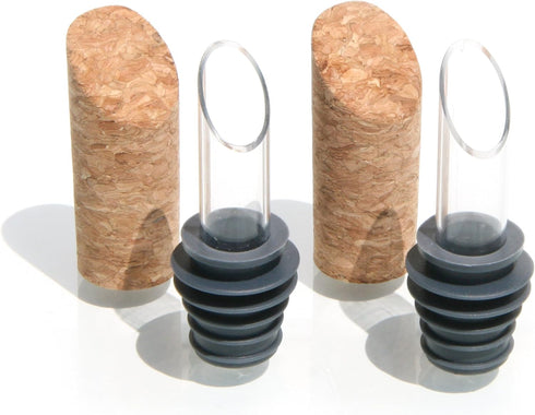 Soireehome Pourist Pair of Gourmet Glass and Cork Stopper Spouts with Silicone Gasket - 2-pack
