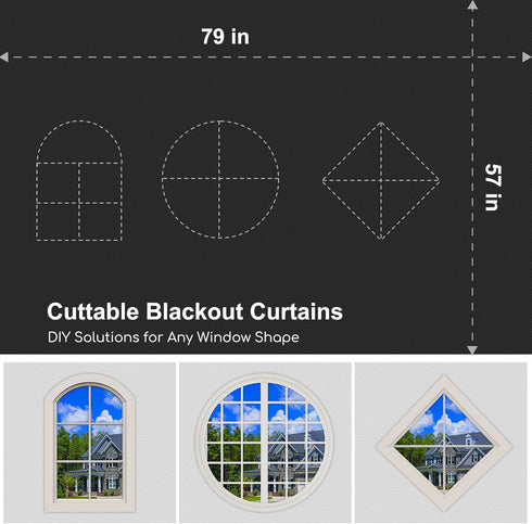 Blackout Curtains for Bedroom - 79" x 57" Portable Blackout Blinds Curtain for Any Windows -100% Blackout Shades Window Film -Temporary Blackout Shades for Baby Nursery,Dorm Room,Travel or Office Use by EUHAMS