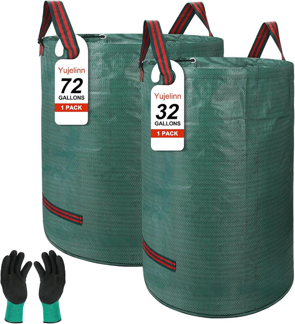 Yujelinn 72 & 32 Gallon Reusable Yard Waste & Lawn and Leaf Bags