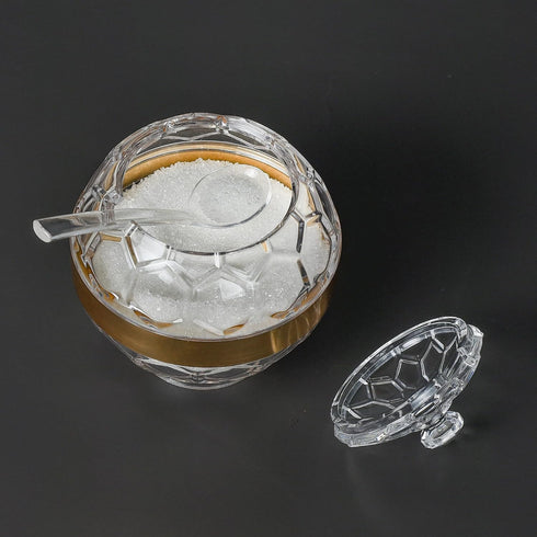 IVOOBR Spoon,10 oz Clear Acrylic Sugar Bowl with Lid and Sugar Container for Coffee Bar Accessories, Sugar