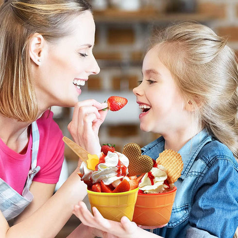 Cartoon Candy Color Ice Cream Bowl with Spoon, Cute Dessert Bowls for Kids, Summer Holiday Party Gifts