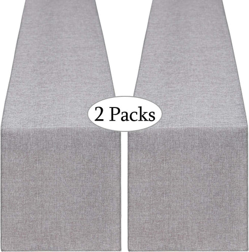 B-COOL Gray Burlap Table Runner, 2 Packs 13x108 Inch Jute Fabric for Boho Crafts Holiday Decor