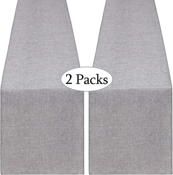 B-COOL Gray Burlap Table Runner, 2 Packs 13x108 Inch Jute Fabric for Boho Crafts Holiday Decor