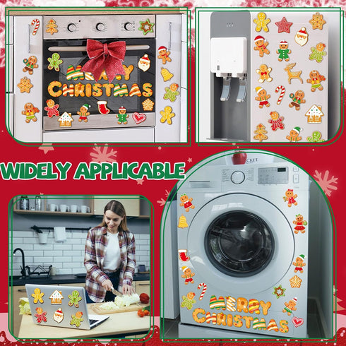 36 Pieces Christmas Magnets, Merry Christmas Fridge Magnet Stickers for Holiday Decoration (Gingerbread)