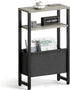 Narrow Side Table, Slim End Table with Magazine Rack, Bedside Table for