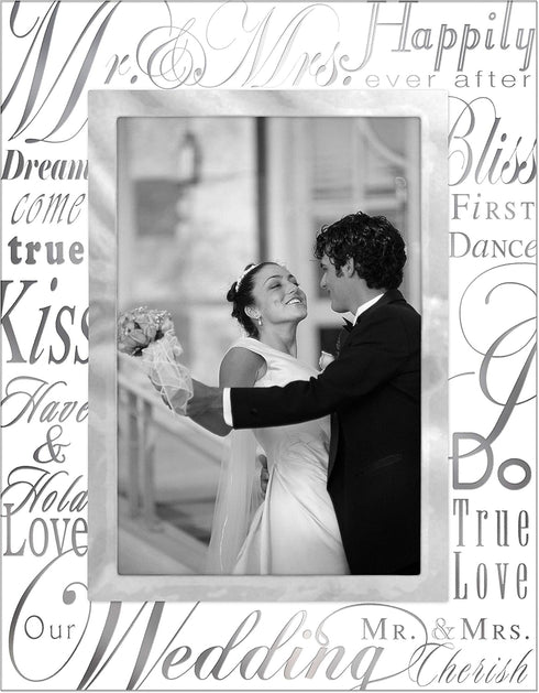 Malden International Designs Mr. and Mrs. Picture Frame, 4x6, Mirrored Glass with Silver Metal Border
