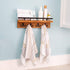 Mail and Key Holder for Wall, Decorative Wooden Shelf with Hooks, Wall Mounted Coat Rack (Light Brown)