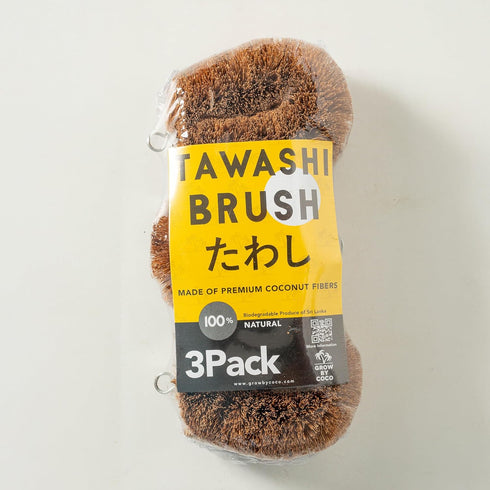 Pack of 3 Tawashi Vegetable Scrub Brush,100% Natural Coconut Coir Fiber VegetableBrush,