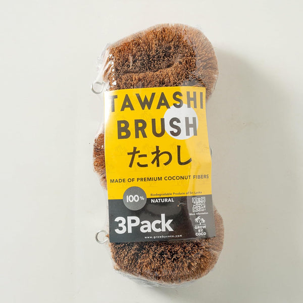 Pack of 3 Tawashi Vegetable Scrub Brush,100% Natural Coconut Coir Fiber VegetableBrush,
