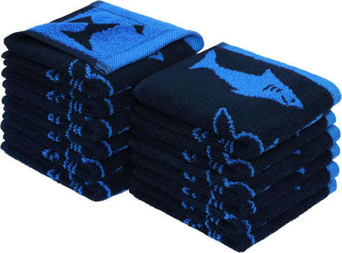ORIGINAL KIDS Wash Cloth - Bath Time Shark Attack Set of 12 Washcloths -