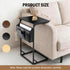 C Shaped End Table for Couch, Small Side Table for Living Room & Bedroom, Slide Under Sofa Table for Laptop, Coffee