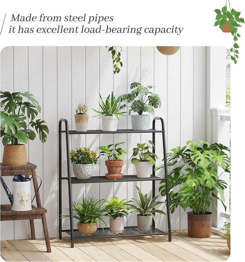 Kitsanery Plants,3 Metal Plant Stand Indoor Outdoor for Multiple Tier Plant Shelf,Large Heavy Duty Flower Holder Ladder