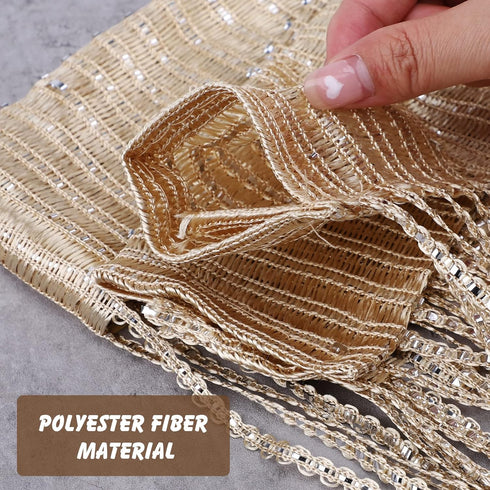 Door String Curtain - Decorative Tassel Screen Ribbon Strings Strip for Home, Patio, Bedroom, and Wedding (Champagne)