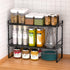 iPEGTOP Large Expandable Cabinet Storage Shelf Organizer Rack - Heavy Duty Stackable Steel Metal Spice Rack, Black - 1