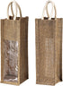 Peohud 3 Pack Burlap Wine Bottle Bags, Jute Gift Bags with Window and Handle for Wedding, Birthday, Christmas