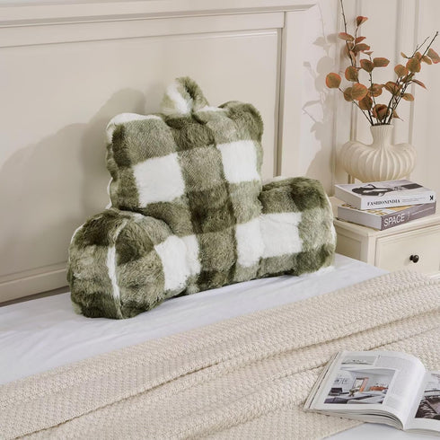 Reading Pillows for Boyfriend Adult,Velvet Back Pillow Bed Wedge Large, Back Rest