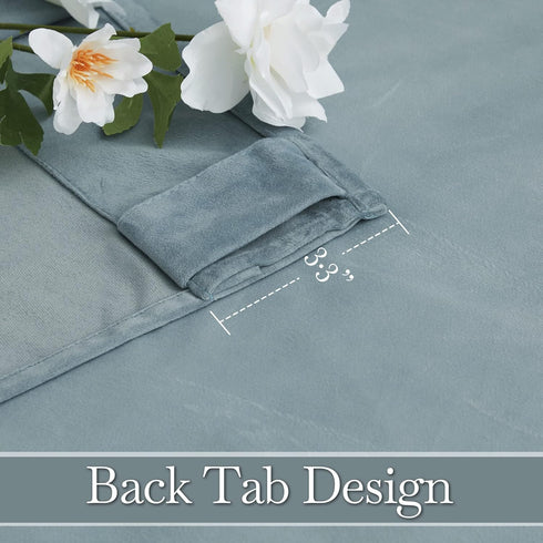 W42 L84 inches, 2 RYB Home Stone Blue Velvet Curtains - Blackout Curtains for Nursery Thermal Insulated Noise Reducing