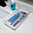 madesmart Dental Tray Drawer Organizer with Drying Stone, Clear Plastic Organizer for Toothbrush, Dental Floss, Water