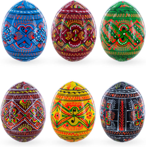 Set 6 2.5 Inches BestPysanky of Geometric Pysanky Ukrainian Wooden Easter Eggs