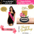Hot Pink and Black Birthday Decorations, Happy Birthday Banner Garland, Paper Decor, Balloons, Cake Topper, Sash