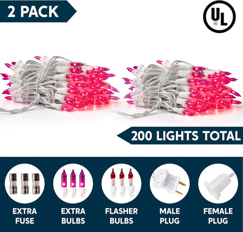 Indoor,200(2100) Light,42.8 Joiedomi Christmas String Lights Mini Pink FT Lighting Decor for Dorm Classroom Bedroom