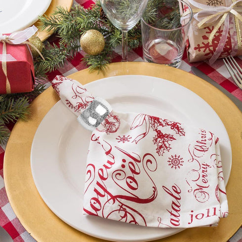 Silver Napkin Ring Set of 12 - Metal Holders for Cloth Napkins, Wedding Thanksgiving Party Decor