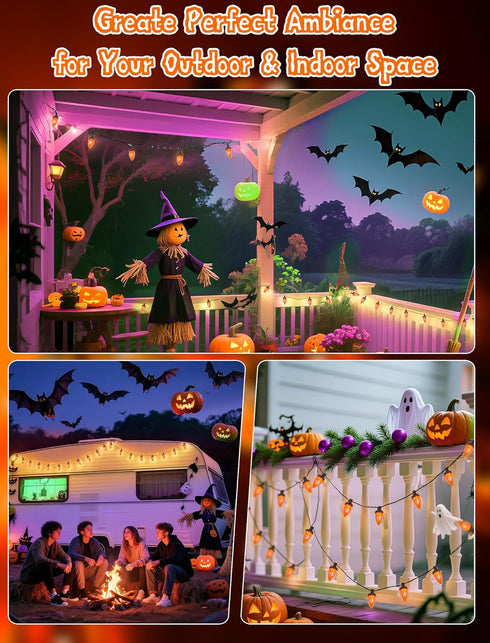 26ft C7 50 SUNSGNE Orange String Lights Outdoor, Halloween Outdoor Light with LED Orange Lights for Halloween Yard