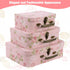 Set of 3 Paperboard Suitcases Storage Box with Lids for Photo Storage, Home Decoration, Gift Decoration (3Pcs, Pink