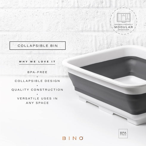 BINO Collapsible Wash Basin - White | Portable Dish Tub | Kitchen | Camping | Sink | Home Essentials | Baby Travel |