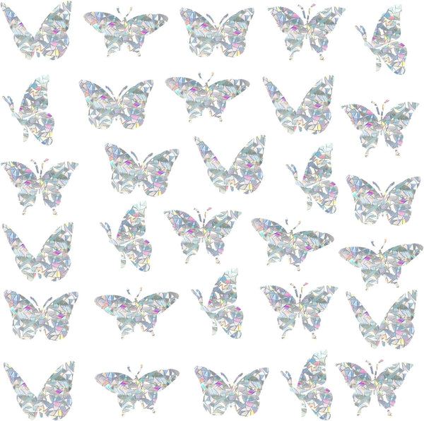 Butterfly Static Window Clings, Anti Collision Decals for Bird Strikes, Glass Alert Stickers, Set of 30