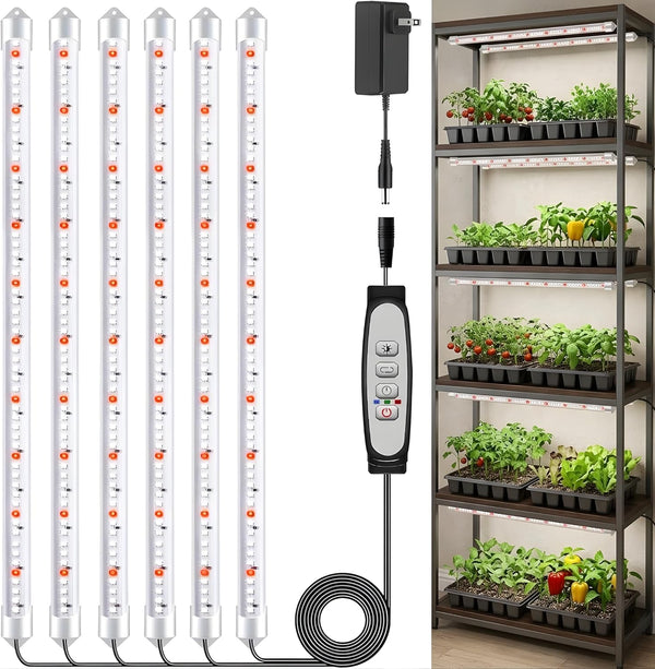 SDOVUERC 16'' 6 Bars Grow Light Strips for Indoor Plants with Auto