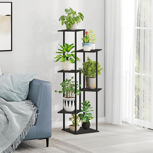 6 HAYOFAMY Tier Plant Stand Indoor, Tall Plant Shelf Metal Wood Multiple, Flower Pot Holder for Living Room Office