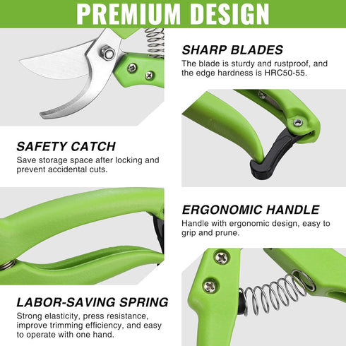 WORKPRO Garden Clippers, 2 Pcs Flower Scissors Include 8" Bypass Pruner and 8.5'' Straight Blade Shear, Professional Pruning Shears Kit for Cutting Flowers, Trimming Plants, Fruits Picking by WORKPRO