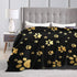 Perinsto 60"X50" Cute Dog Paws Prints Throw Blanket Ultra Soft Warm All Season Golden Animal Footprints Decorative