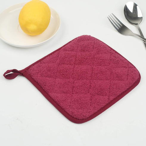 100% Cotton Kitchen Terry Pot Holder Set of 5, Heat Resistant Coaster for Cooking and Baking, Wine