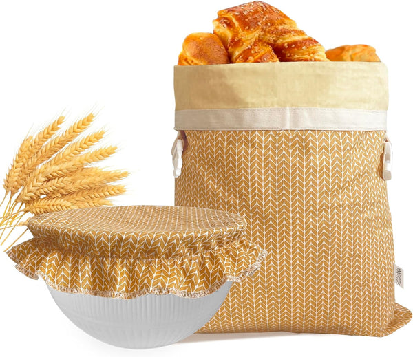 Beeswax Bread Bags,Bread Bag for Homemade Bread With Cotton Bowl Cover,Freezer Storage