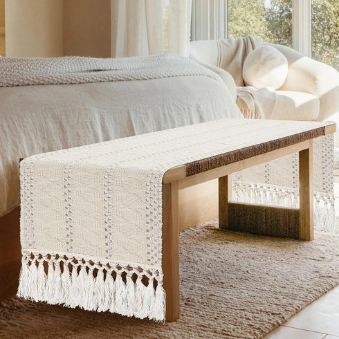 72 Inches, yuboo Beige Table Runner Boho Dresser Runners for Bedrrom, Spring Macrame Coffee Table Runner for Dining