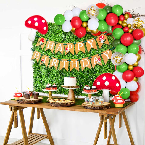 43 JeVenis PCS Mushroom Birthday Banner Party Decoration Mushroom Balloon Garden Party Birthday Banner Fairy Woodland