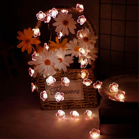 Cherry Blossom Flower String Light, 40 LED 13FT Pink Sakura Fairy Lights, Battery Powered Decorative Lights for Indoor