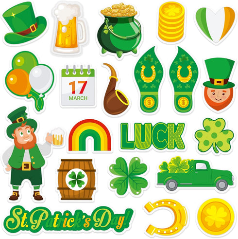 St Patrick's Day Thick Gel Cling Window Gel Clings Decals for Kids, Home Classroom Party Supplies Decorations