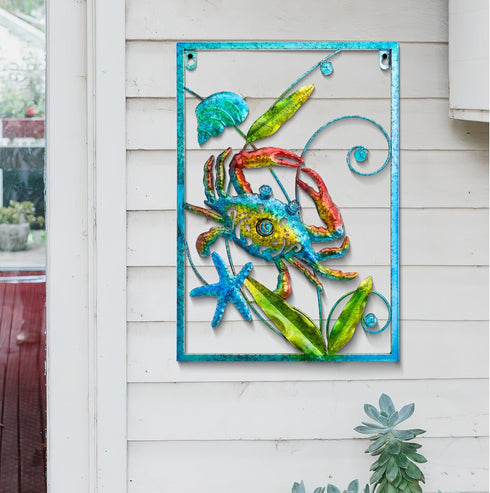 Garden,Patios,Porch,Bedroom,Bathroom,Office,18 Inches BVLFOOK Crab Metal Wall Decor Marine Wall Art Wall Sculpture