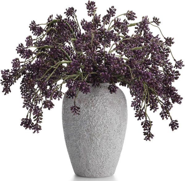 Thiccywoov 6 Pcs Plum Faux Berry Stems Artificial Dusty Sedum Berry Stems Picks