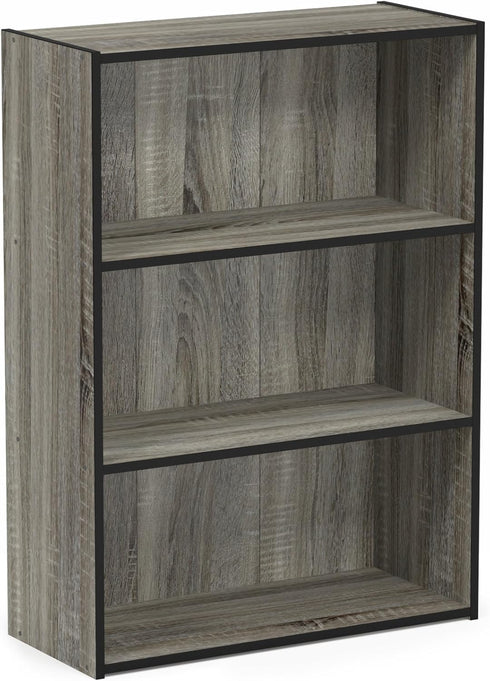 Furinno Pasir 3-Tier Open Shelf Bookcase, French Oak Grey