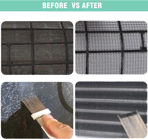 2Pcs Air Conditioner Fin Comb Cleaner Kit, AC Coil Cleaning Brush & Radiator Repair Tool