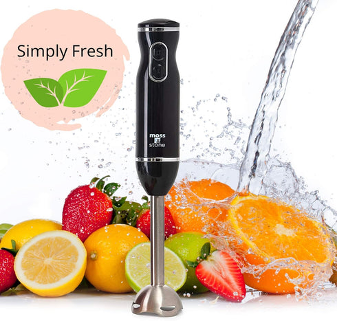 Moss & Stone Hand Blender Electric Set with Egg Whisk & Chopper, 300 Watt Immersion Hand Mixer Set, Stainless Steel