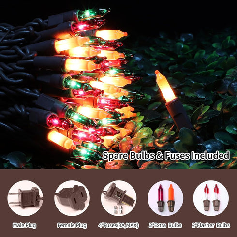 Light,100 Count 19.6ft,Indoor/Outdoor 120V LAMPHOME Halloween String Incandescent Mini String Light in UL Certified